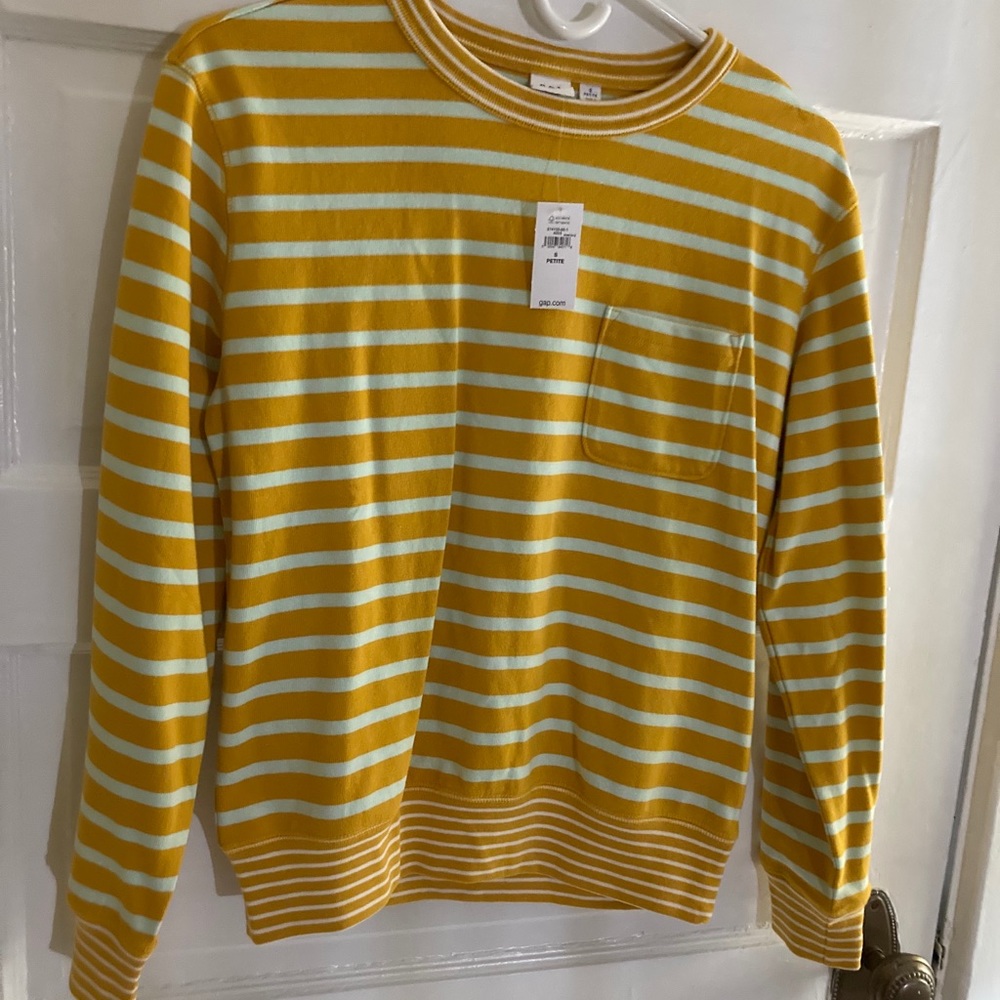 GAP Mint Green & Yellow Stripe Pocket Tee NWT